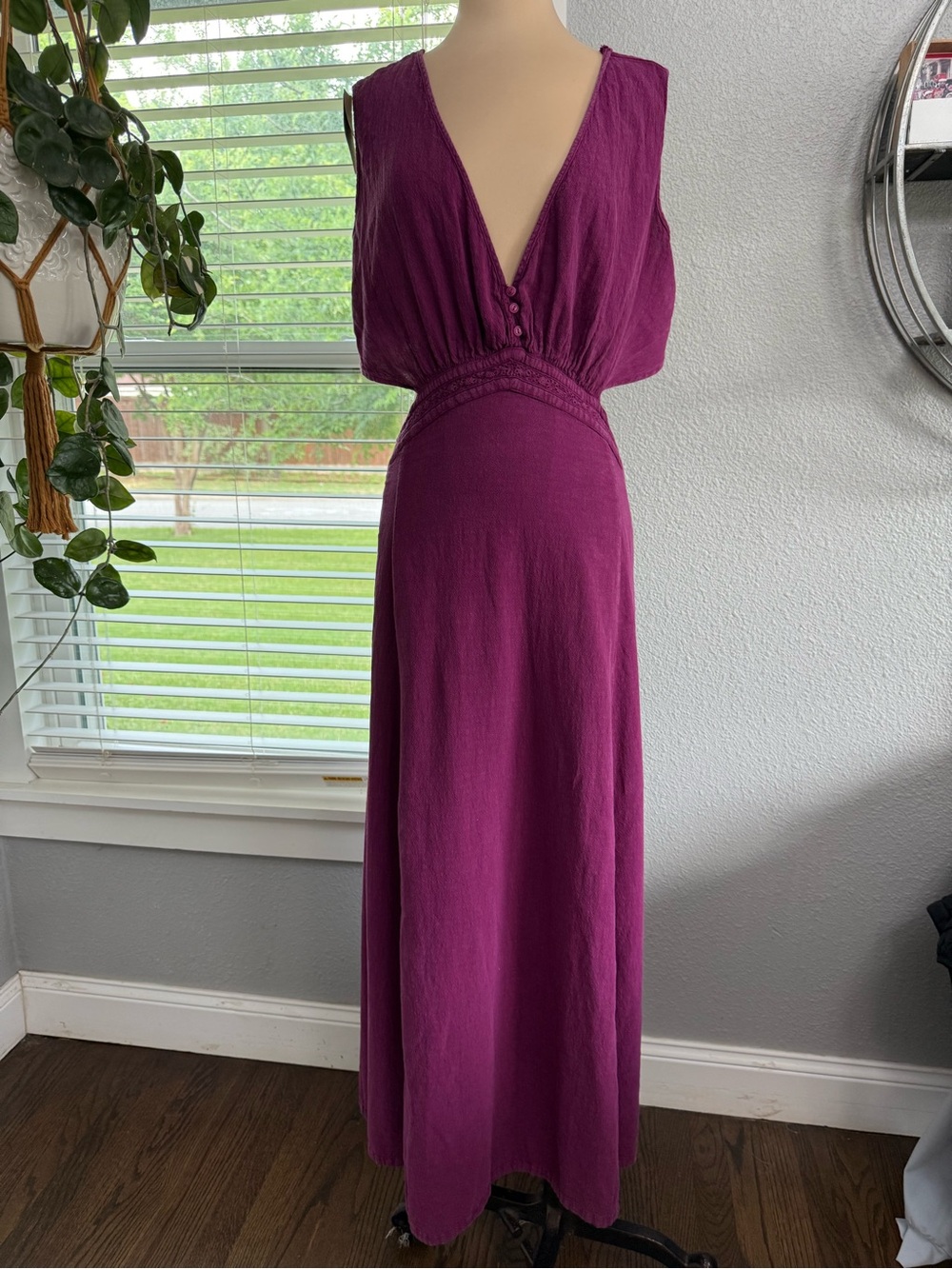 NWT Utku Sleeveless Open Back Maxi Dress Size Medium Crinkle Cotton Cut Out
